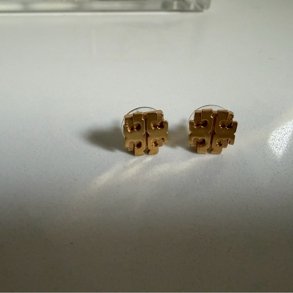 Tory Burch Gold Logo Stud Earrings
